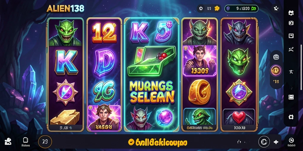 Screenshot gameplay ALIEN138 menampilkan putaran slot yang menegangkan.