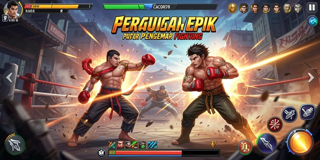 Tangkapan layar utama CACOR78 menampilkan aksi pertarungan yang mendebarkan.