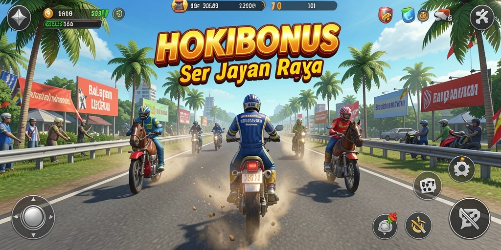 Tampilan gameplay balapan yang mendebarkan di HOKIBONUS.