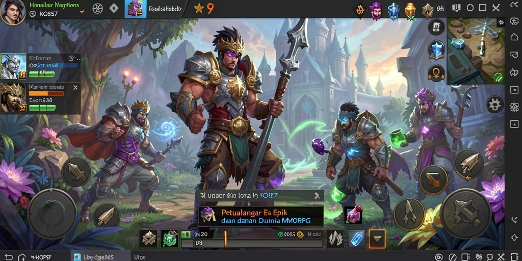 Screenshot gameplay KO857 yang menampilkan pertempuran seru di dunia MMORPG.