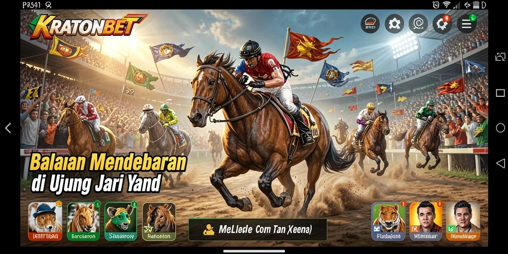 Screenshot KRATONBET menampilkan balapan seru dengan kendaraan cepat.