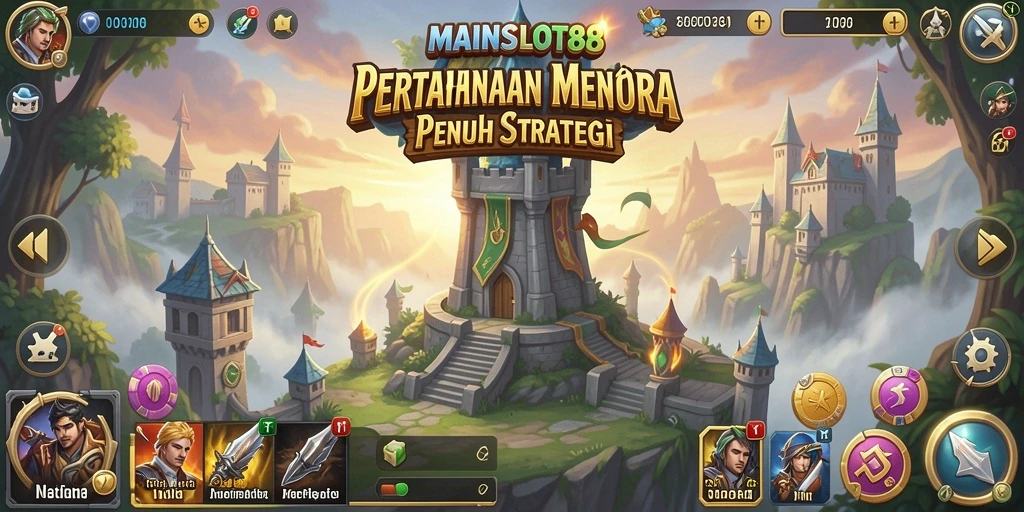 Tampilan menara bertahan melawan gelombang musuh di MAINSLOT88.