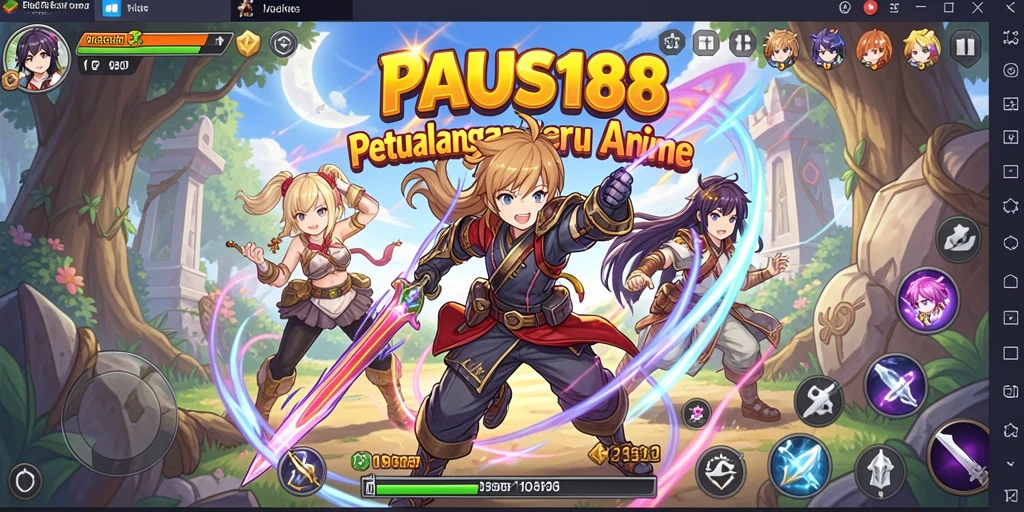 Tangkapan layar dari gameplay PAUS188 yang menampilkan aksi pertarungan karakter Anime.