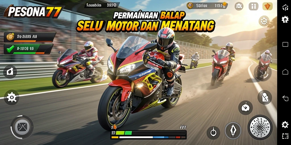 Tangkapan layar PESONA77 yang menunjukkan aksi balap motor yang mendebarkan.