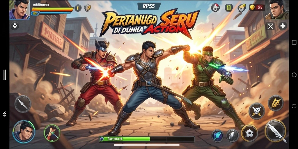Gameplay mendebarkan dengan pertarungan aksi intens.