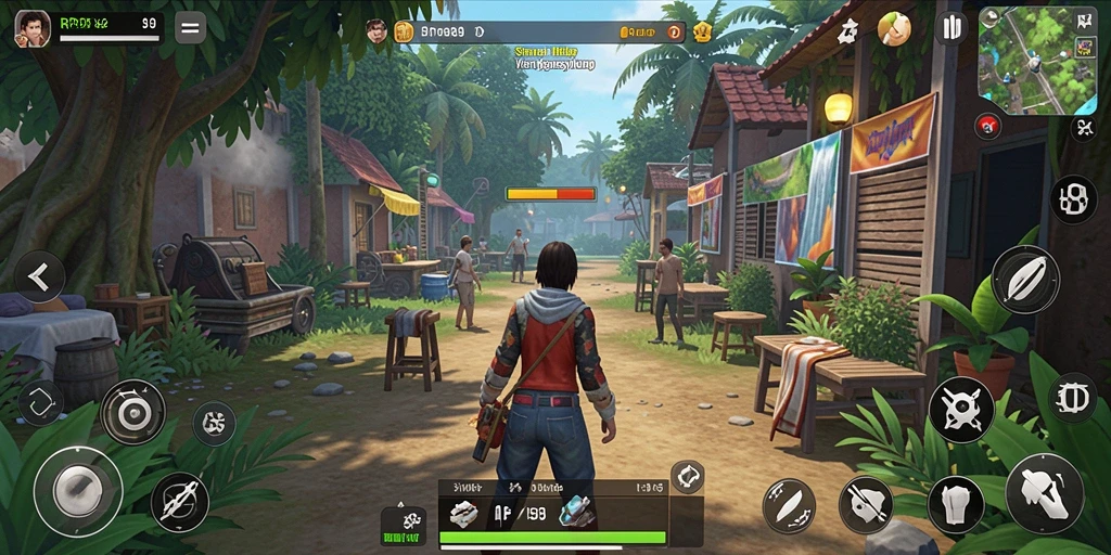 Gameplay RP99 menampilkan interaksi karakter dan dunia virtual yang kaya.