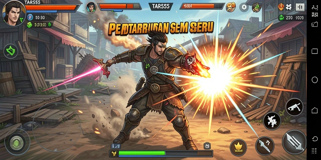 Screenshot TAR555 menunjukkan aksi pertarungan yang mendebarkan.