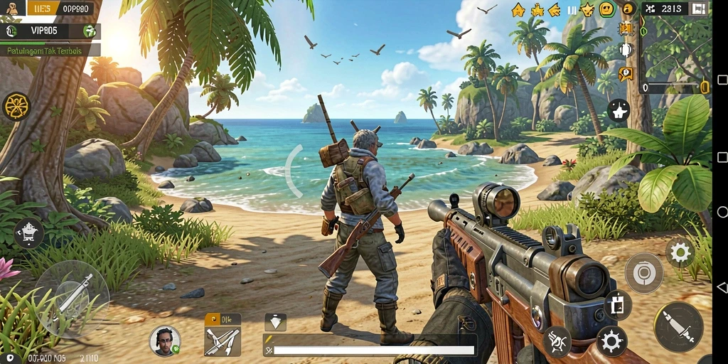 Screenshot gameplay VIP805 menampilkan petualangan seru di dunia terbuka.