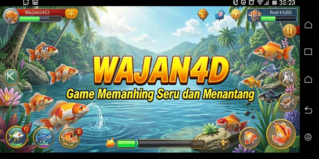 Tangkapan terbaik dalam gameplay WAJAN4D, menunjukkan aksi memancing yang seru.